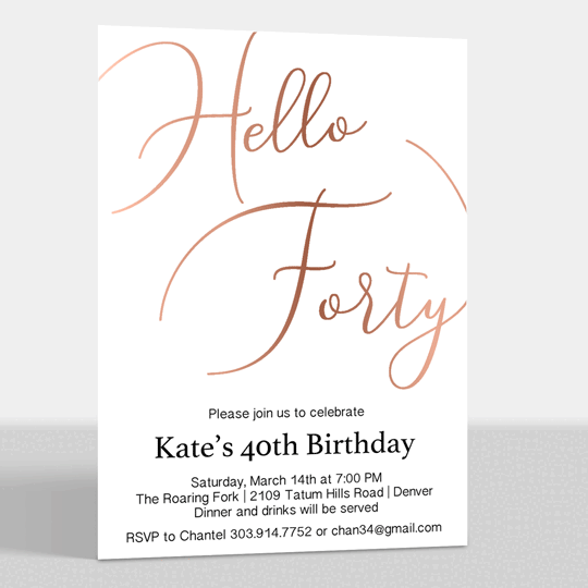 Hello Forty Foil Birthday Invitations
